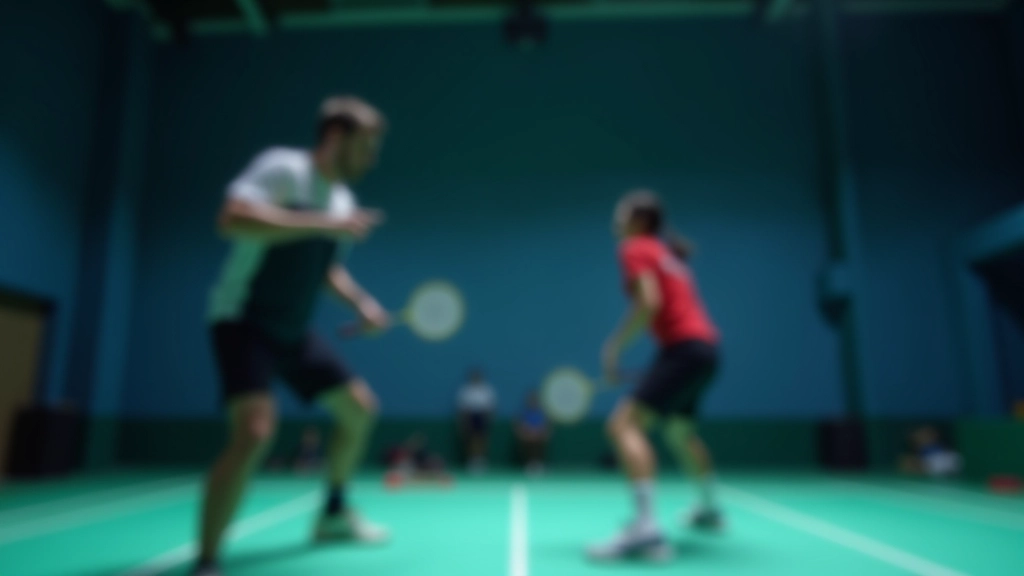 لاعب ريشة طائرة يقوم بتدريب متقدم على الملعب
